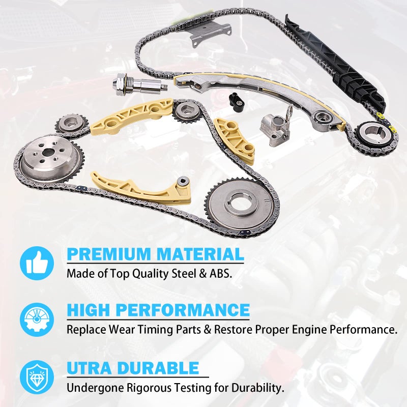 MNJWS Engine Timing Chain Kit w/Chain Guide Tensioner Sprocket - Compatible with 2.0L 2.2L 2.4L Buick Chevy GMC Pontiac Saab Saturn - Replace # 12680750 9-4201S 9-4201SX - Image 5